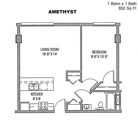 Residences at Capitol Heights Apartment Homes in Denver, Colorado Amethyst Floor Plan